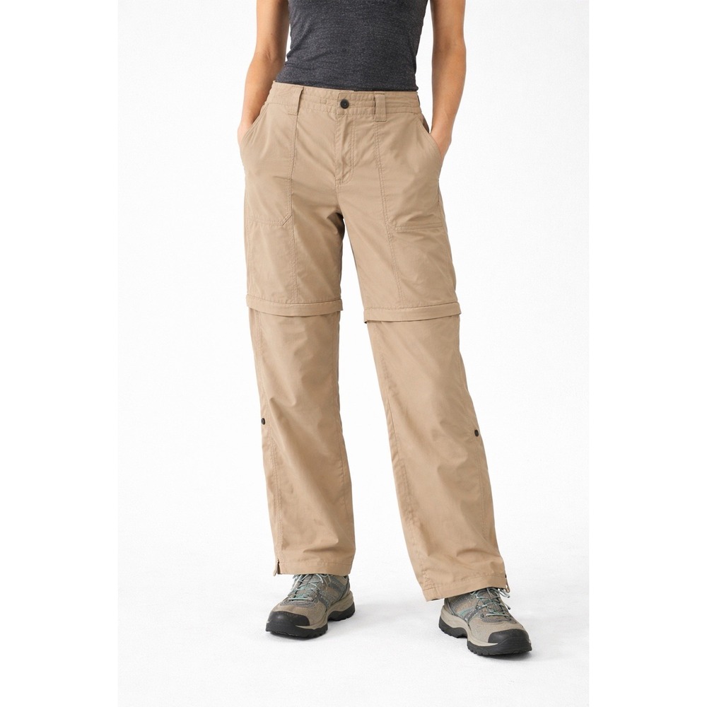 Patagonia Womens 14 Khaki Convertible Hiking Pants Zip Off Nylon Trail Camping
